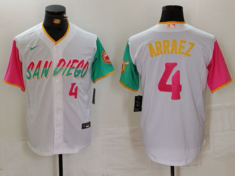 Men San Diego Padres #4 Arraez White City Edition Game Nike 2024 MLB Jersey style 4->san diego padres->MLB Jersey